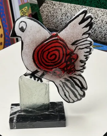 复数作品 Corneille - Sculpture en verre « Oiseau de Paradis » - signée à la main EA 1/1