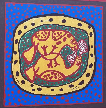 无技术 Corneille - Sérigraphie sur toile Love Birds, E/A- Encadrée