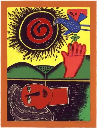 丝网印刷 Corneille - Soleil cou coupé III