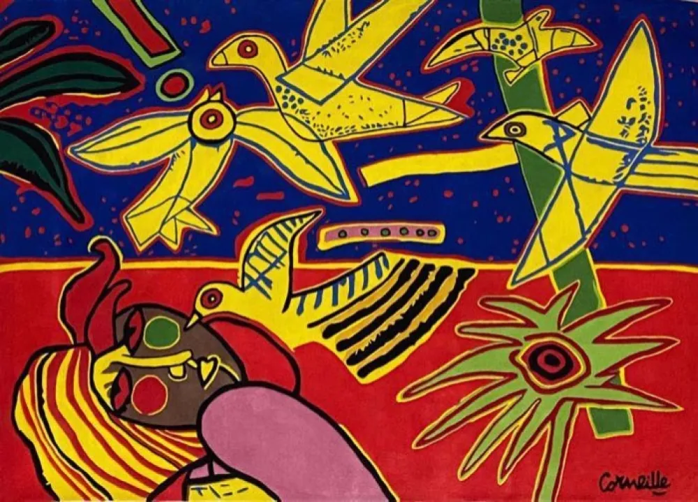复数作品 Corneille - Tapis Vol d'oiseaux, avec certificat