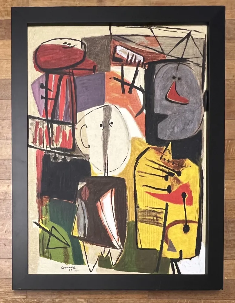 复数作品 Corneille -  Terragraphie signée sur toile Charlie Parker - Cobra