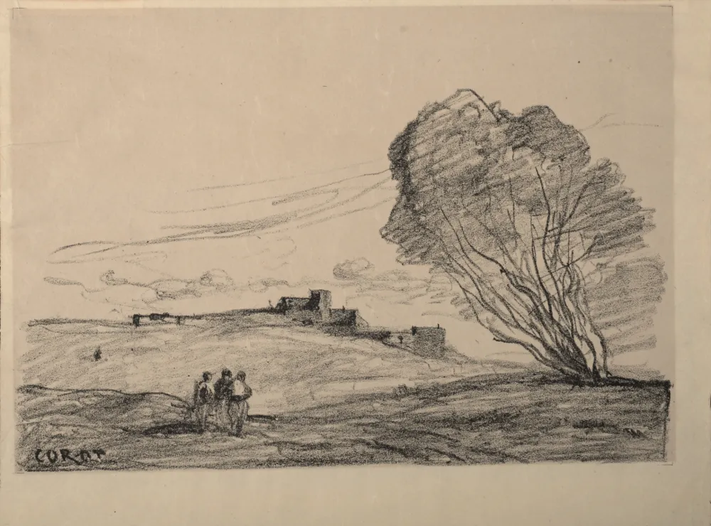 石版画 Corot - Le Fort détaché, 1874