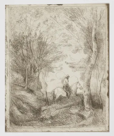 无技术 Corot - Le Grand Cavalier sous Bois (Horseman in the Woods, Large Plate)