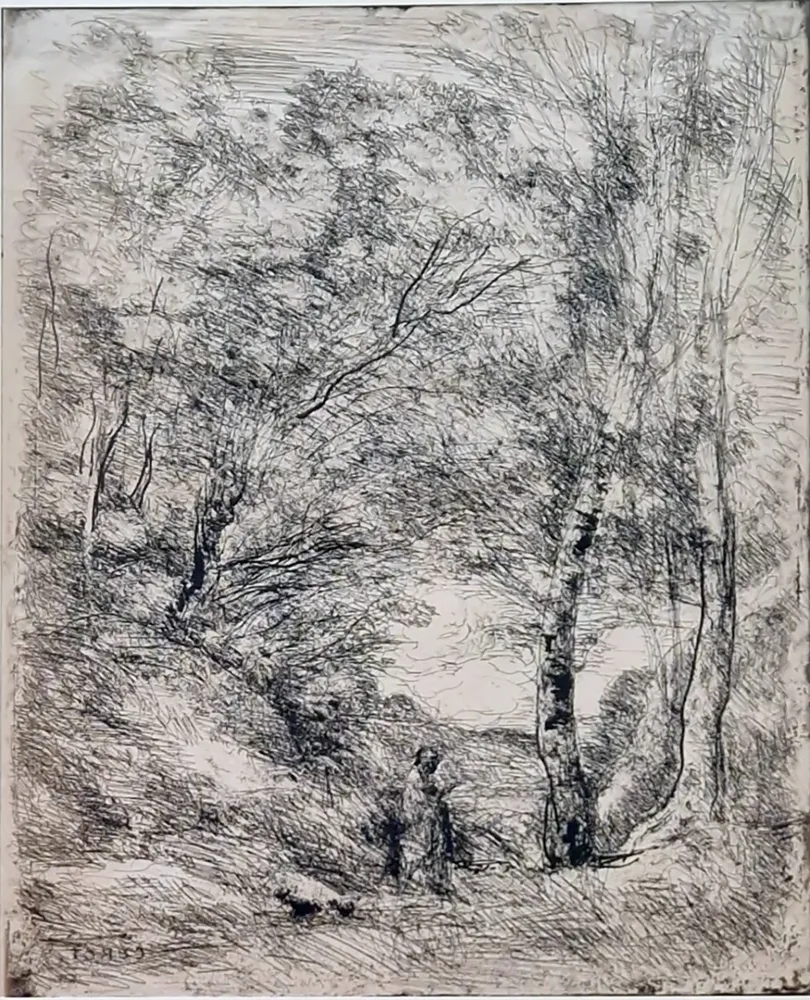 版画 Corot - Les jardins d'Horace