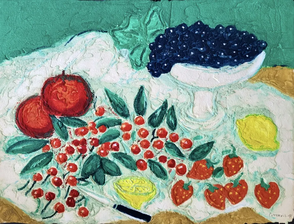 金刚砂版画 Cottavoz - Les fruits rouges