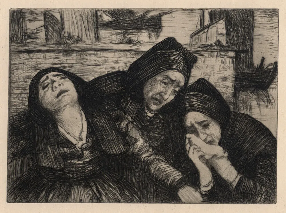 版画 Cottet - Douleur