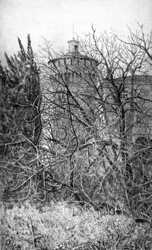 蚀刻版画 Cotugno  - Lodi, il torrione