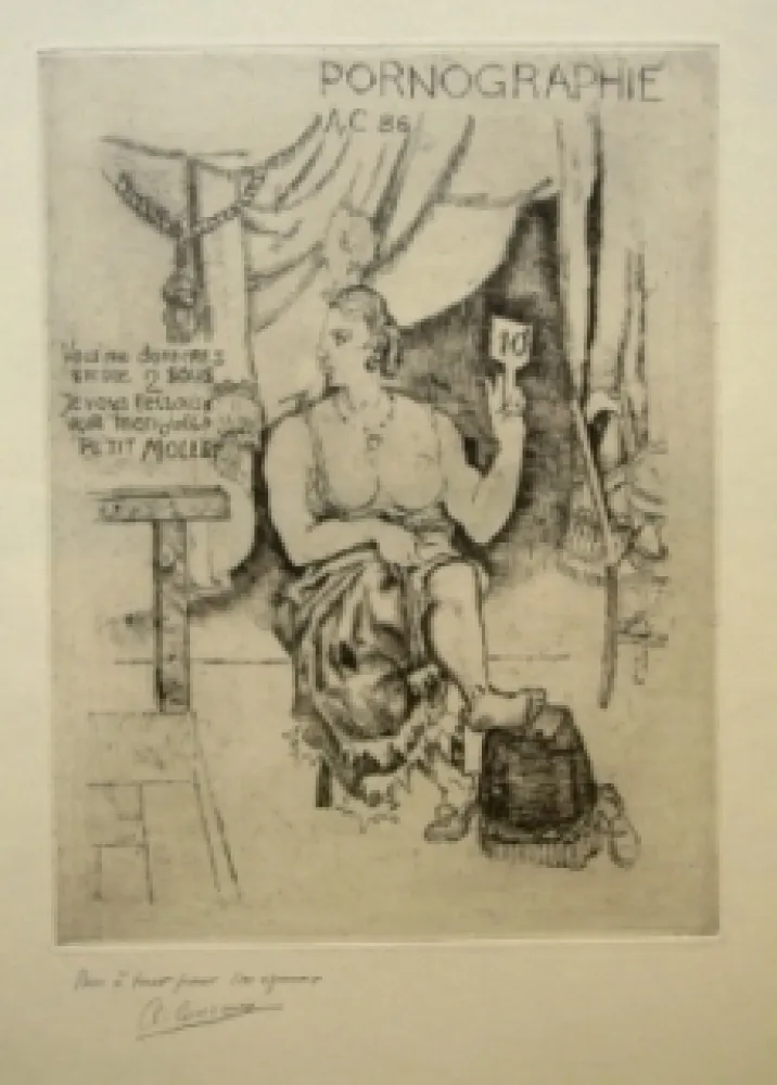 蚀刻版画 Courmes - Pornographie