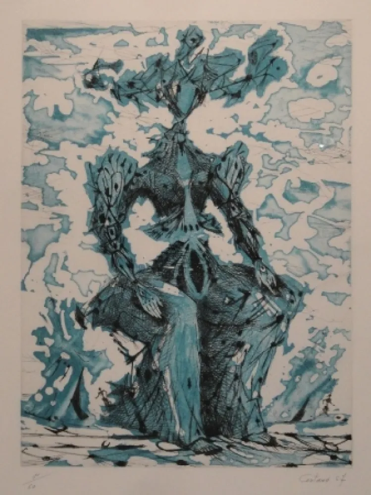 蚀刻版画 Coutaud - Femme assise