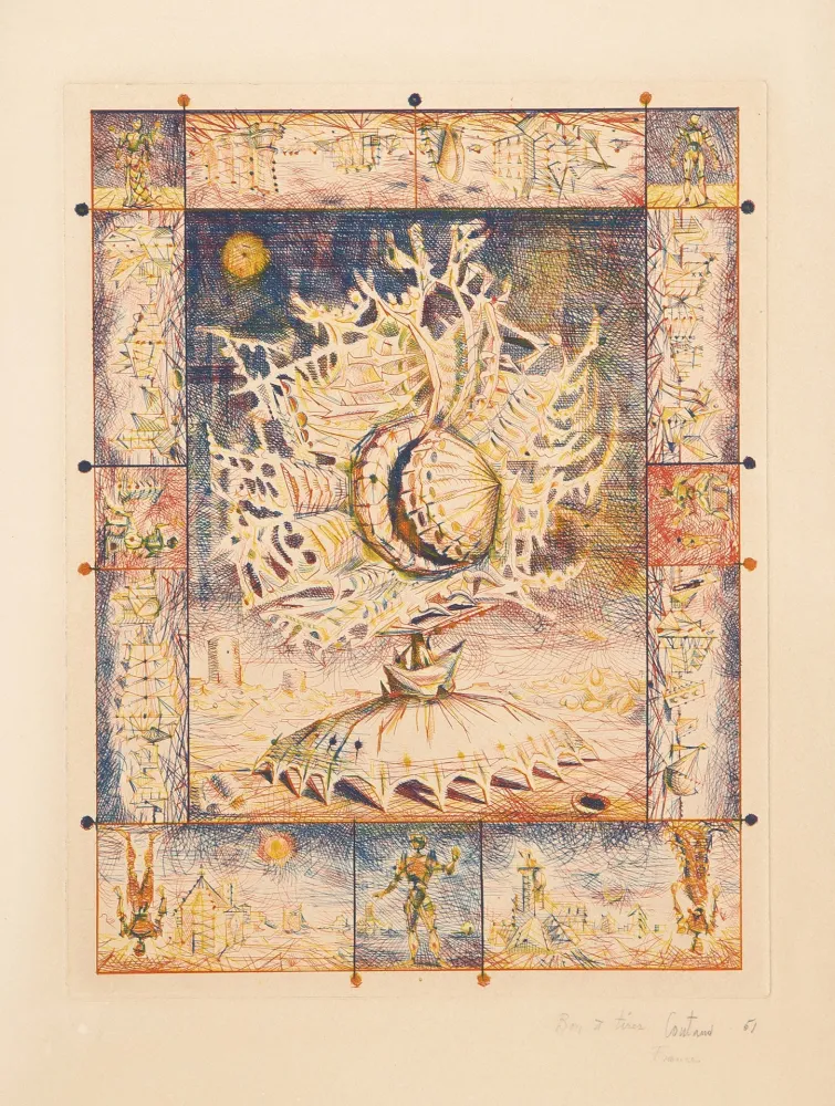 版画 Coutaud - Visage Nocturne