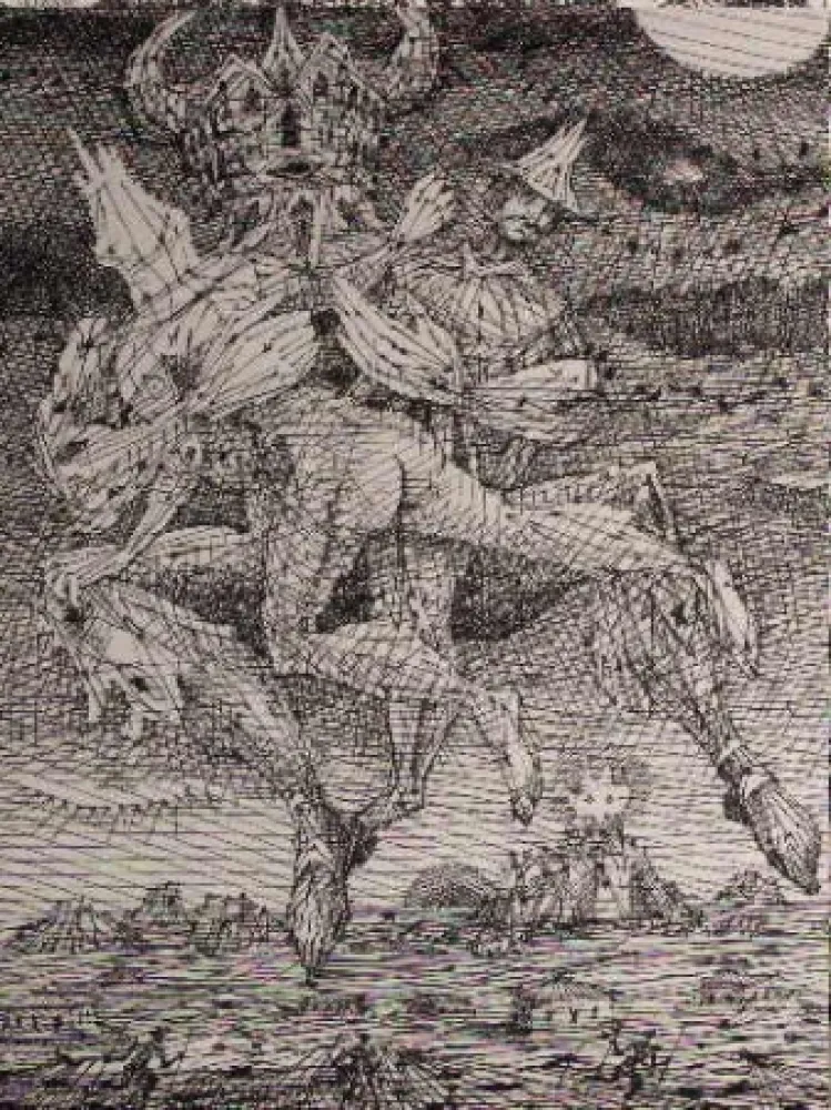 蚀刻版画 Coutaud - Voyage dans la lune 2