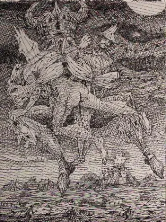 蚀刻版画 Coutaud - Voyage dans la lune 2