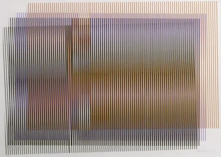 丝网印刷 Cruz-Diez - Carlos Cruz-Diez (1923–2019) - Kinetic Composition - Serigraphy on paper - 1981