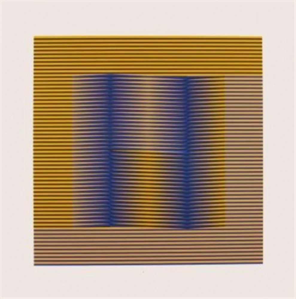 丝网印刷 Cruz-Diez - COMPOSITION EN JAUNE ET VILOET