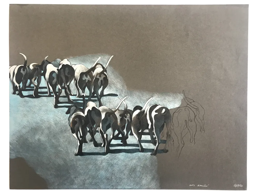 石版画 Cueco - Meute de chiens I