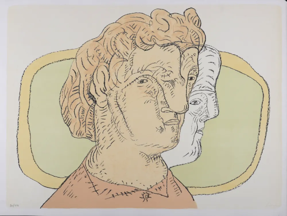 石版画 Cuevas - Retrato al Espejo, 1986 - Hand-signed