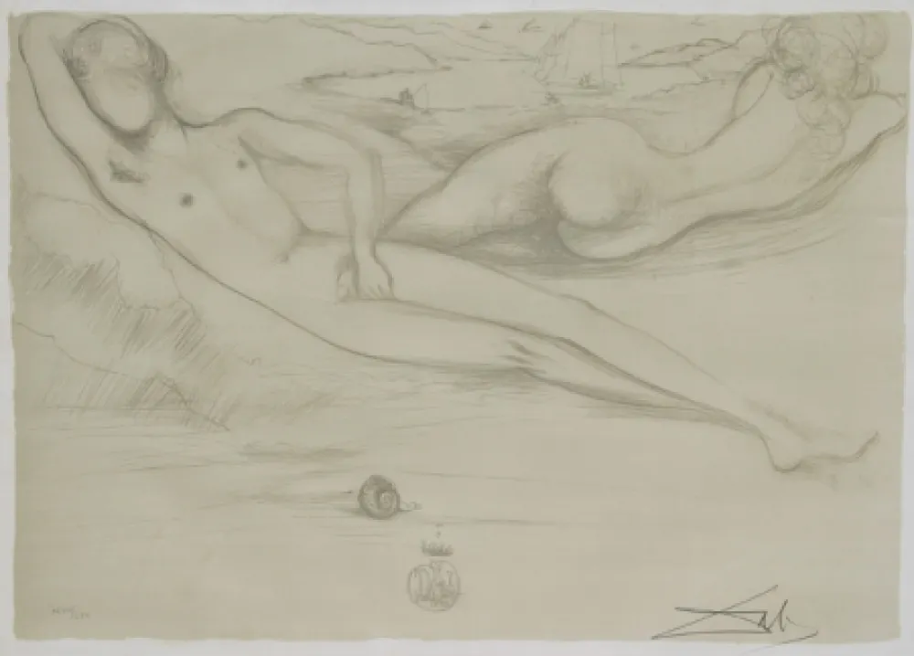 石版画 Dali - A la Plage from the Nudes Suite
