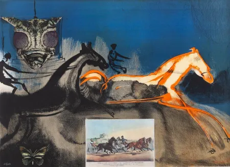 石版画 Dali - Amercian Trotting Horses, no. 2