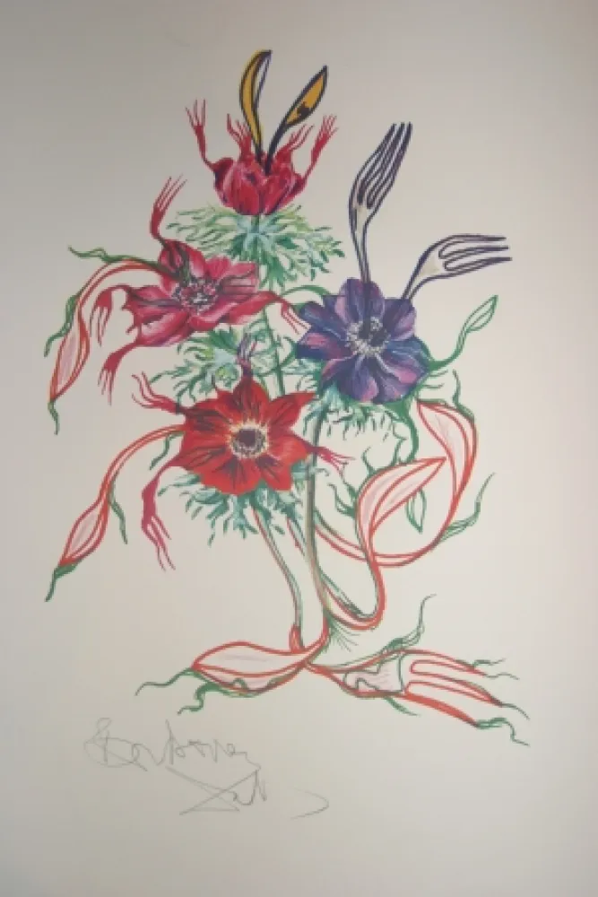 石版画 Dali - Anemone (surrealistic flowers)