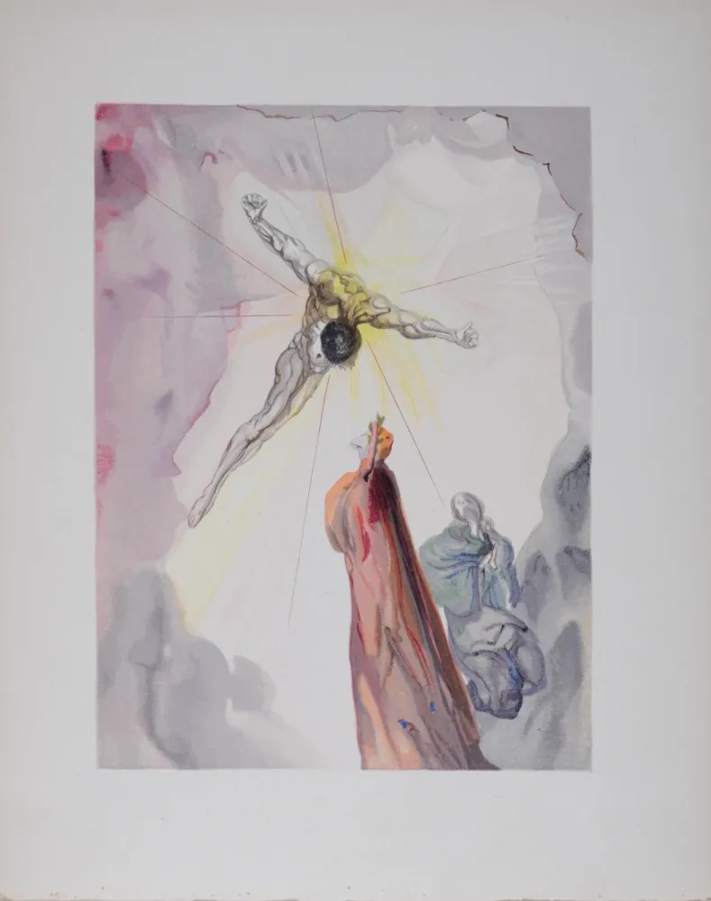 石版画 Dali - Apparition du Christ