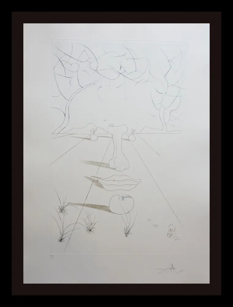 版画 Dali - Aurelia Visage Surrealiste