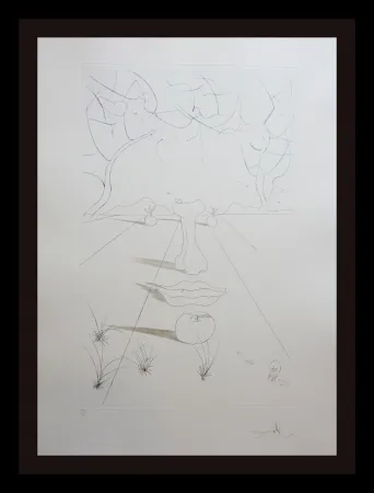 版画 Dali - Aurelia Visage Surrealiste