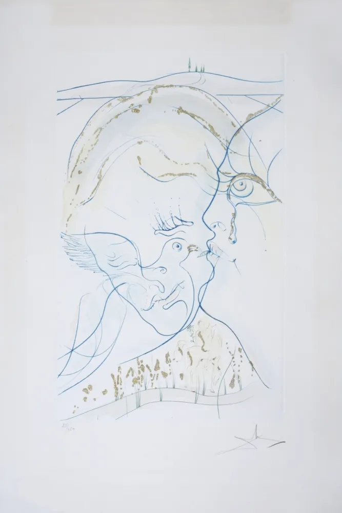 版画 Dali - Cantique des Cantiques : Les Yeux de colombe de la Mariée, 1971 - Hand-signed