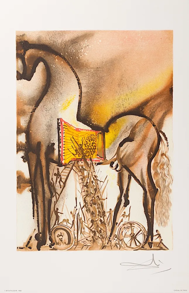 石版画 Dali - Cheval de Troie (Trojan Horse)