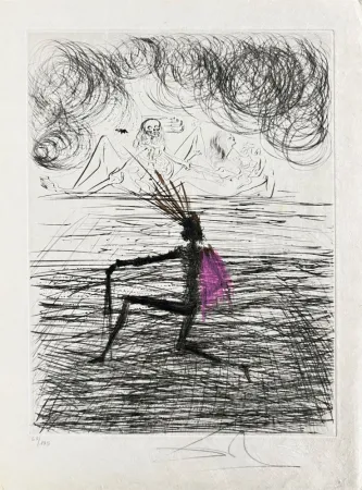 蚀刻版画 Dali - Chevalier à genou