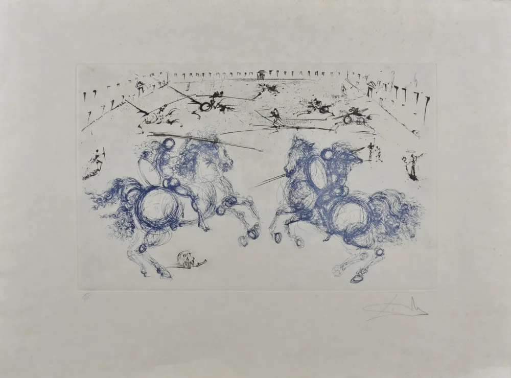 版画 Dali - Combat de cavaliers, 1971 - Hand-signed