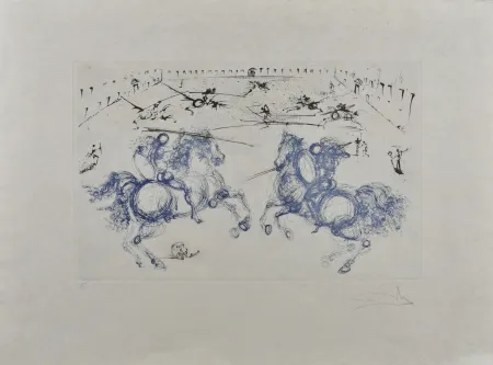 版画 Dali - Combat de cavaliers, 1971 - Hand-signed