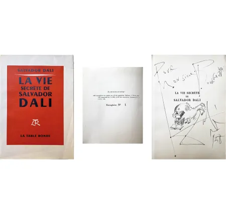 插图书 Dali - DALI LA VIE SECRÈTE DE SALVADOR DALI (1952) : le n°1 avec dessin original