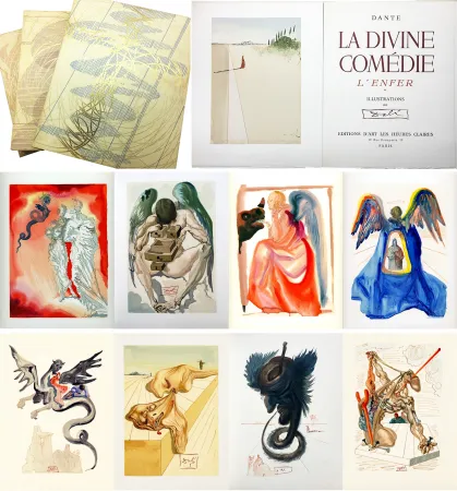 插图书 Dali - Dante : LA DIVINE COMÉDIE. 6 volumes. 100 planches couleurs dont 28 signées du cachet (1959-1963)