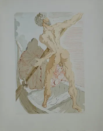 木刻 Dali - Divine Comédie, Enfer 3, Charon et le passage de l'Achéron