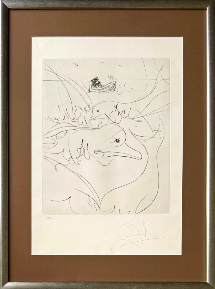 蚀刻版画 Dali - Dolphins
