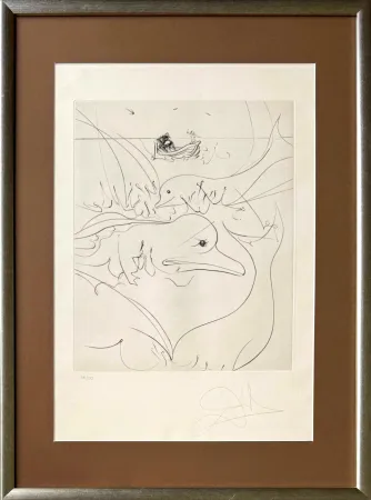 蚀刻版画 Dali - Dolphins