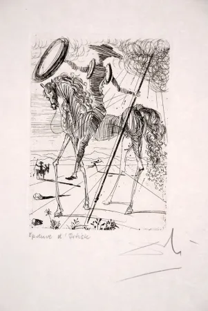 蚀刻版画 Dali - Don Quichotte - Don Quixote (suite Cinq Portraits espagnols - Five Spanish Immortals)