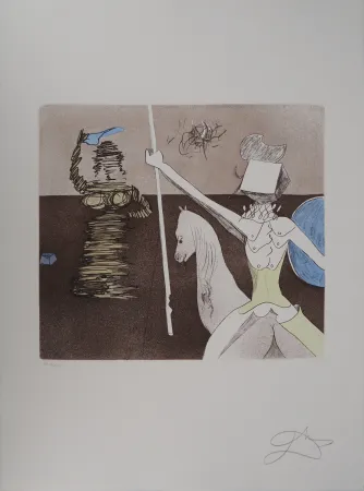版画 Dali - Don Quichotte, En Route pour la Bataille