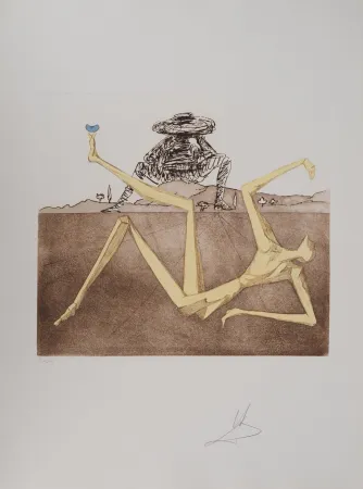 版画 Dali - Don Quichotte, Le Coeur de la Folie