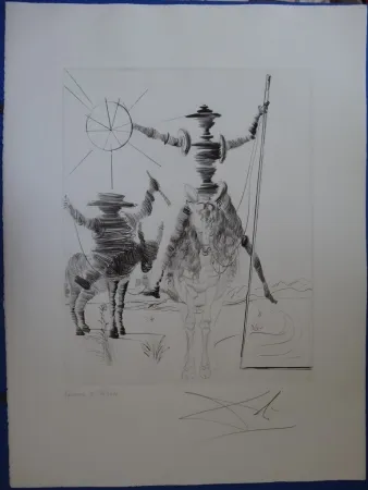 蚀刻版画 Dali - Don Quichotte & Sancho Panza