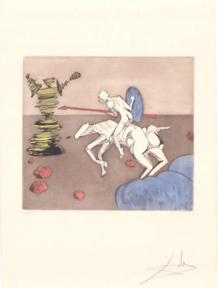 版画 Dali - Don Quijote - la quête