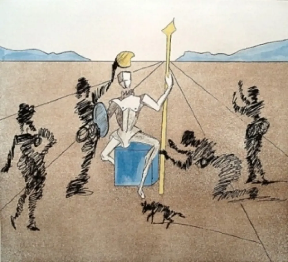 版画 Dali - Don Quijote - le casque d'or de Mandrino