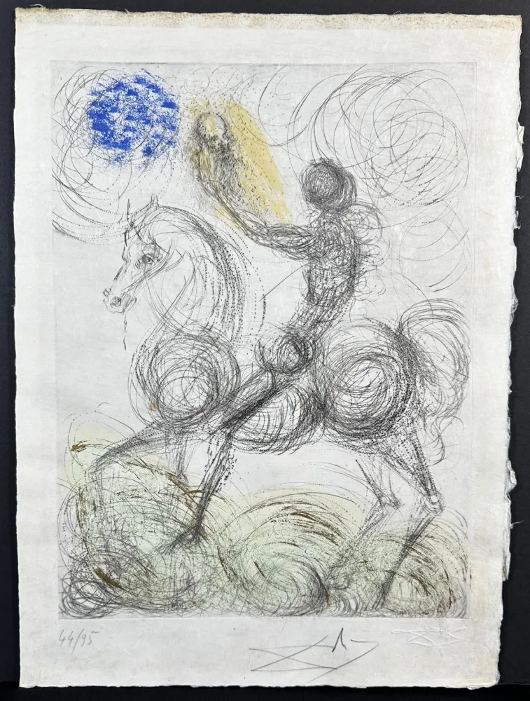 版画 Dali - Faust Cavalier et la Mort