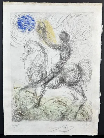 版画 Dali - Faust Cavalier et la Mort