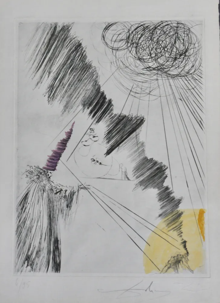 版画 Dali - Faust Femme au Clown