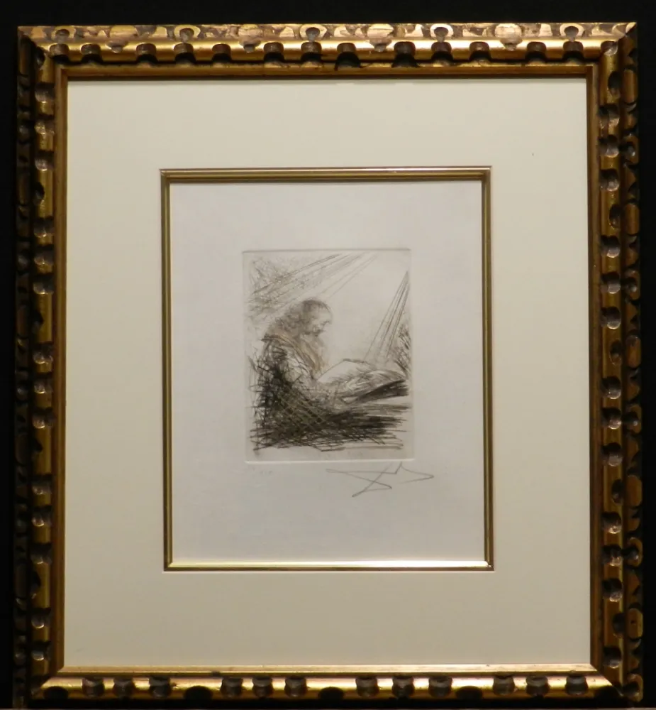 版画 Dali - Faust Vignettes Faust Lisant 