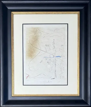 版画 Dali - Femme à la béquille
