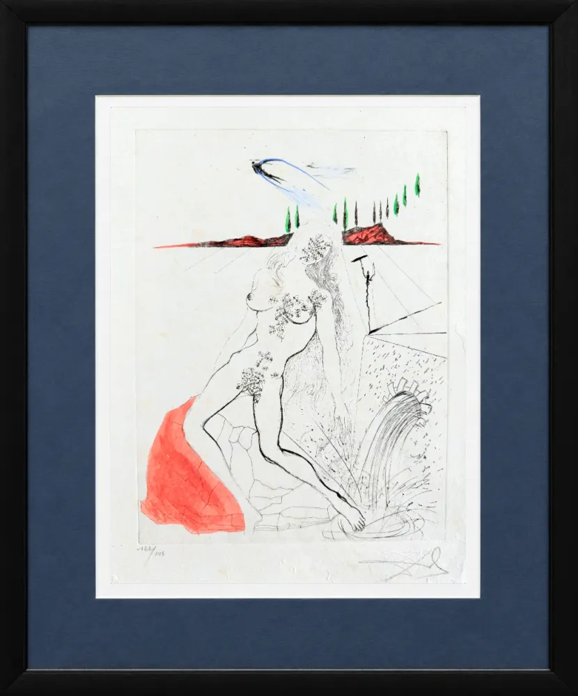 版画 Dali - Femme à la fontaine (Woman at the Fountain)