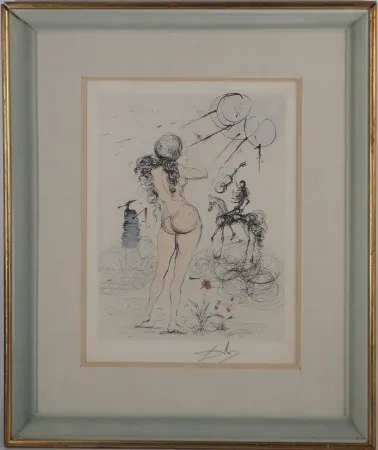 版画 Dali -  Femme à la guitare