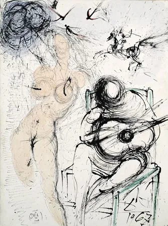 版画 Dali - Femme a la Guitare (Woman with Guitar)
